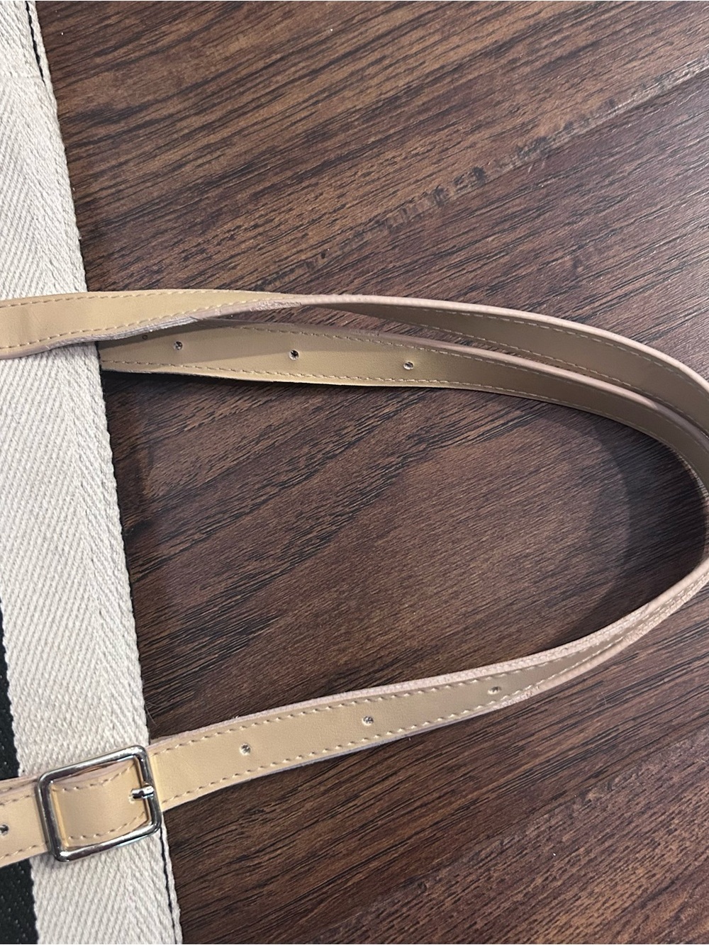 Christian Maxwell New York Cabana Tote Black White Canvas Faux Leather Bottom - Picture 3 of 10